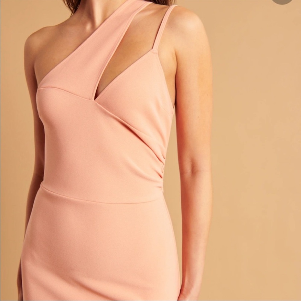 Pink asymmetrical Abercrombie and fitch maxi dress with slit XS